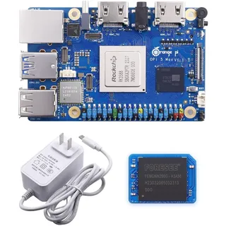 Orangepi 5 MAX 16 GB RAM 2,5 G High-Speed-Netzwerk-Port LPDDR5 RK3588 Board mit 8K Video-Dekodierung M.2 PCIE 2,5 G LAN Wi-Fi 6E + BT 5.3/BLE Modul (16 GB RAM Board + 256 G eMMc + 5 V 5 A Strom)