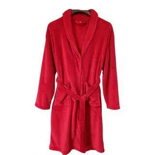 Bademantel Unisex Microfaser Saunamantel Morgen Supersoft Fleece Cashmere Touch Mantel Damen & Herren viele Farben und Größen (DE/NL/SE/PL, Alphanumerisch, XXL, Regular, Regular, Rot) - XXL