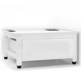 Waschmaschinenuntergestell mit Auszug Schublade | 62 x 55,5 x 34 cm (LBH) stabiler Metall-Rahmen pulverbeschichtet 150 kg | Podest incl. hochwertiger Schublade | Soft-Stand Füße höhenverstellbar