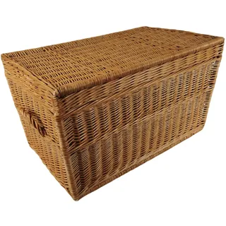 natuleo by pokuc Truhe aus Weide braun Länge: 50 cm/mit Griffen 60 cm, Breite: 35 cm, Höhe: 35 cm Korbtruhe Weidenkorb Weidentruhe Spielzeugbox Koffer Wäschetruhe (50)