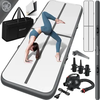 Kesser KESSER® Turnmatte Aufblasbar Airtrack 2m/3m/4m/5m/6m Fitness-Matte Gymnastikmatte inkl. Tragetasche | elektr. Luftpumpe Yogamatte, Tumbling Matten, Trainingsmatte, Turn- & Fitness