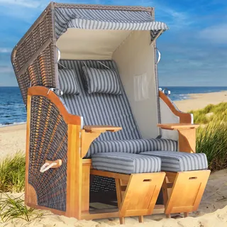 Strandkorb BORNHOLM Premium anthrazit / weiß gestreift