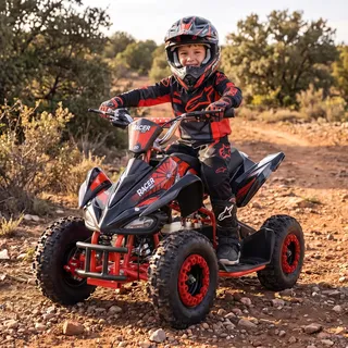ACTIONBIKES MOTORS Actionbikes Racer 1000 Watt Pocket Kinderquad Pocketbike ATV (Schwarz Rot)