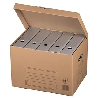10 Stück Archivkarton mit Klappdeckel Aufbewahrungsbox aktenordner mit Tragegriffen. Archivboxen Aktenkarton für je 5 große A4 Aktenordner. Aufbewahrung mit Deckel. Aktenablage Archivbox.