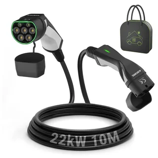 EIDYBOX Ladekabel 22KW Dreiphasig 10M Typ 2 auf Typ 2 EV Ladegerät 32A Kompatibel mit Model S/3/X/Y, e-Golf/e-UP/ID.3, i3/i8, EQC/EQS