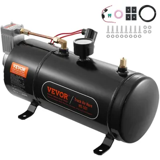 Vevor 12-V-Luftkompressor-Set mit Tank 3 L, Zughorn-Luftkompressor-Satz, 90-120 psi Arbeitsdruck, Integriertes Luftkompressorsystem für