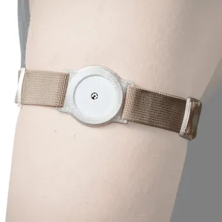 DiaBrothers® Fixierband für Freestyle Libre 2 Sensor | Wasserfest & flexibel | Sicherer Halt & Schutz | Verstellbares Armband - Halter: transparent - Armband: beige - Größe: M (25-35 cm)