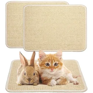 Norhogo 2 Stück Wiederverwendbar Kratzmatte für Kaninchen, Sisalteppich Katzen, Natürliches Krallen und Zahnpflege Matten für Käfige, sisal kratzmatte für Kaninchen Meerschweinchen Hamster Frettchen