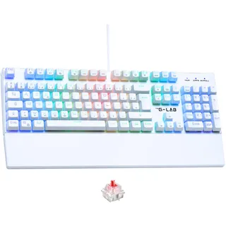 THE G-LAB Tastiera Da Gioco - The G-Lab - Keyz Rubidium - Meccanica (interruttore Rosso) - Poggiapolsi - Rgb - Cablata - Azerty - Bianca