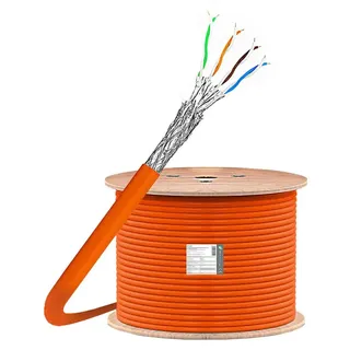 ProfiPatch Cat 7 Netzwerkkabel Verlegekabel Ethernet Kabel 10 Gbit 1000 Mhz Datenkabel S/FTP AWG23 PIMF LSZH Simplex orange 250m