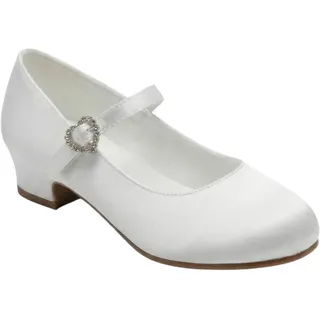 SIRRI Weiße Mädchen-Kommunionsschuhe, Mary Janes mit Herzschnallenverschluss, Schuhe für besondere Anlässe Größe 35 - 35 EU