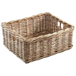 Kobolo Rattankorb Regalkorb Aufbewahrung eckig Rattan Kubu grau 52 x 40 x 20 cm