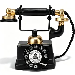 Retro-dekoratives Telefonmodell, Antike Telefon-Requisiten, Telefon-Wanddekoration, Vintage-Telefon-Dekoration aus Harz, Statue, Dekoration Für Café-Bar-Fenster(Gold)