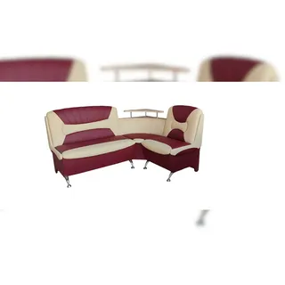 RODNIK Eckbank Essecke Sitzbank Bordeaux-beige weinrot Kunstleder mit Stauraum und Ablage in Bordeaux/Beige173x128