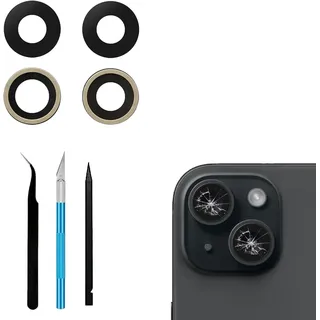 Kamera‐Ersatzglas für iPhone 15/15 Plus, inkl. Reparaturwerkzeugen | Passgenaues Kamera‐Ersatzglas für iPhone 15 /15 Plus, komplettes Werkzeugset für die Kameraglas‐Reparatur.