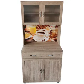 Hti-Living Küchenbuffet mit Glasteil  Sonoma Blanca Bistro Beige