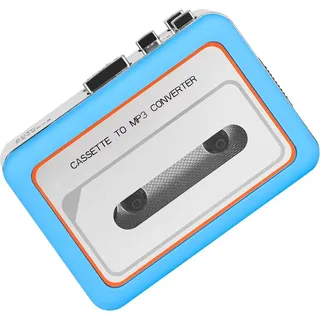 Tragbarer Kassettenrekorder Stereo-Dual-Kanal USB-Laufwerk Kassette zu MP3 Konverter Klare Klangqualität Blau