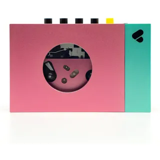 We are Rewind Tragbarer Kassettenspieler – Kassettenrekorder mit Bluetooth-Verbindung, Lautsprecher oder Kopfhörer, 3,5-mm-Audiokabel – (Edith, Pink & Grün)