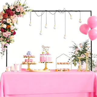 HAOWYYUU Dekostange für Tisch Ausziehbar, Tischstange Gestell Deko Stange 80CM - 250CM Länge, Metall Verstellbarer Tischbogenständer mit Klemmen für Hochzeit, Partys