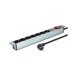 Digitus 7-fach Schutzkontaktsteckdose mit Aluminiumprofil und Schalter, 2 m