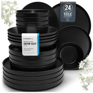PURE LIVING INTERIOR DESIGN Manhattan Tafelservice 24-tlg. matt schwarz