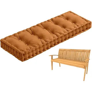 Generisch 10cm Bankauflage Outdoor Mit Griff, Weich Samt Stuhlkissen Bankauflage Sitzkissen Hollywoodschaukel Auflagen Fenstersitzmatte für Gartenmöbel Terrasse Indoor,Orange,40x40cm