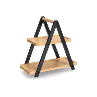Zeller 2-stöckige Etagere 32 cm Holz Schwarz