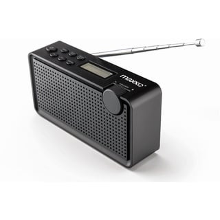 Maxxo PB01 Mini Radio DAB DAB+ und UKW-Radio USB 3,5-mm-Klinke tragbares Kofferradio eingebauter Akku LCD-Display