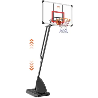 Vevor Basketballkorb Outdoor Basketballkorb mit Ständer 232–305 cm Höhenverstellbar, Φ 483 mm Basketballständer mit Rädern, Basketball-Set für Kinder & Erwachsene Ständer & Befüllbarer Basis Schwarz