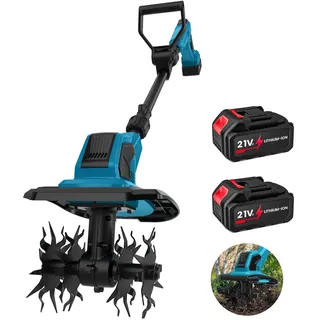 Akku-Bodenhacke für Makita 18V Batterie, 550W Gartenfräse Akkus, 20cm Bodenbearbeitungstiefe,15cm Bearbeitungsbreite, 360RPM, Klappbar Gartenfräse Elektrisch (2 Akku)