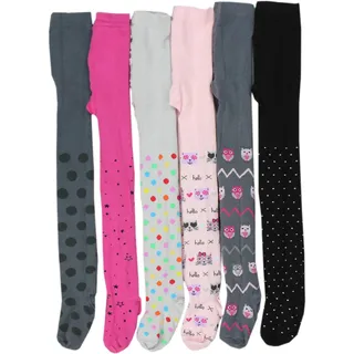 TupTam Strumpfhose Mädchen Bunt Gemustert 6er Pack – Warme Strickstrumpfhosen für Herbst und Winter, Farbe: Farbenmix 2, Größe: 92-98 - 92-98