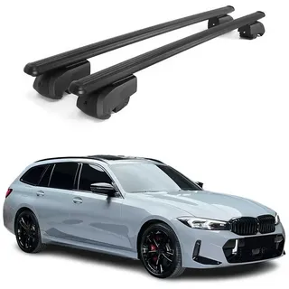Omtec OMAC Dachträger Querträger für BMW 3er Touring 2019-2026 – City Crash – ISO/PAS 11154:2006 – Abschließbar – Max. 75 kg – 2 Stangen Schwarz