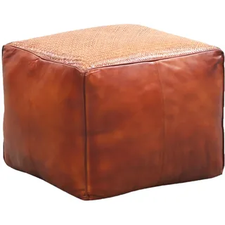 Marrakesch Orient & Mediterran Interior Vintage Pouf Sitzkissen Hocker aus Leder Griffit