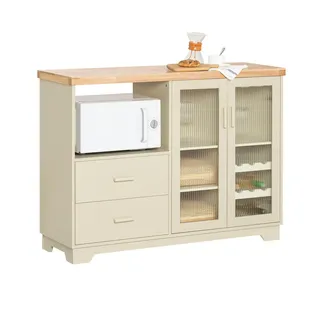 SoBuy Buffet FSB81 mit 2 Glastüren 120 x 40 x 90 cm Beige