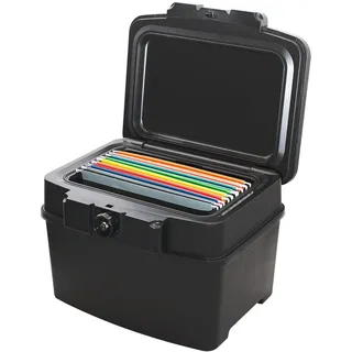 HMF 250453 Feuerfeste Wasserdichte Dokumentenbox DIN A4, 44,5 x 34 x 33 cm, Schwarz