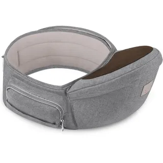 GAGAKU Baby Hüftsitz Verstellbarer Hüftsitz-Babytrage Ergonomisch Seitliche Babytrage Leichtgewicht Taille Hocker mit Aufbewahrungstaschen für Kinder 0-36 Monate Neugeborenes - Grau