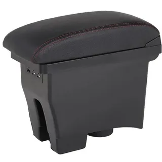 Mittelarmlehne Für VW POLO Mk5 6R 2012-2018 Auto Armlehne Box Lagerung Box Auto Mittelkonsole Armlehne Box(A Black red leather)