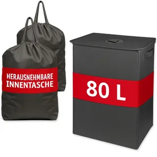 Lefeld Pfandflaschen Sammelbehälter 80 L dunkelgrau mit Deckel & stabilem Boden