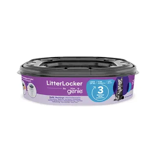 LitterLocker® Genie Katzenstreu-Entsorgungseimer, weiß -  Sparpaket 3 x Nachfüllkassette (OHNE Entsorgungseimer)
