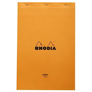 Rhodia 19660C - Notizblock N°19 (DIN A4+, 21 x 31,8 cm, mikroperforiert, liniert mit Rand, 80 Blatt, gelbes Papier) 1 Stück orange