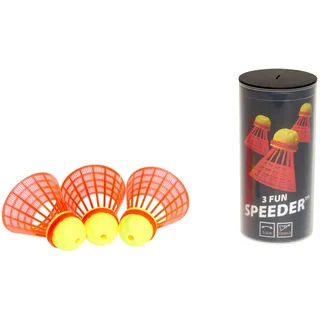 Speedminton Racketsport ballen 3-delige speeder fun tube Speedminton Bälle, Gelb/Rot, Einheitsgröße EU