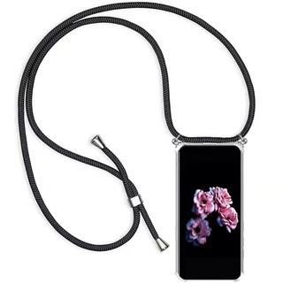 YMCASE Handykette Handyhülle für Samsung Galaxy A13 5G mit Band - Transparent Handy-Kette Handy Hülle mit Kordel zum Umhängen Handyanhänger Halsband Lanyard Case-Schwarz