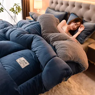 SHAIRMB Dicke Bettdecke, Dicke Lamm-Kaschmir-Decke, Flauschige Kaschmir-Steppdecken, Winter warme Decke, Winterweiche warme Bettdecke, Dick warm, Plüsch Winterdecke, Winterdecke,A,150×200cm(2kg)