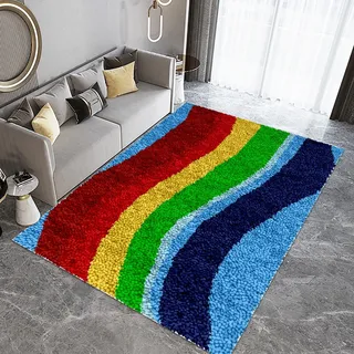 Laegnfho 55 x 75 cm KnüPfteppich zum Selber KnüPfen Knüpfen Set Erwachsene Knüpfteppich KnüPfset mit Knüpfhaken Teppich KnüPfen Set Erwachsene Bedruckte Stramin Knüpfen Set Für Erwachsene
