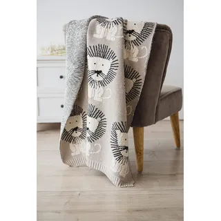 Kaiser 65211 Lion Babydecke Strick 100% Bio Baumwolle (KBA) atmungsaktive Babydecke Ganzjährig Neugeborene Kinderwagendecke Babyschalendecke Fb. Stone-Natural-Black