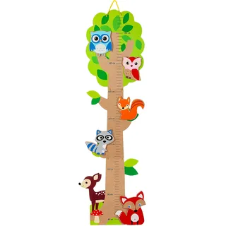 alles-meine.de GmbH Messlatte - Holz Motivwahl Baum - Eule & Wald Tiere - zum Klappen/Falten - von 80 cm bis 155 cm - Meßlatte klappbar - Holzmeßlatte - Kinderzimmer für Ki..