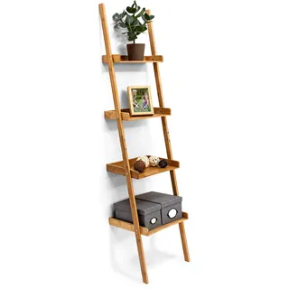 Relaxdays Leiterregal 4-stufig 176 x 44 x 37 cm Natur