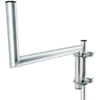 PremiumX Z-Ausleger 50cm Ø 42mm Stahl mit Schellen Antennen-Mast Ausleger Z-Form Halterung für Satellitenschüssel SAT-Spiegel