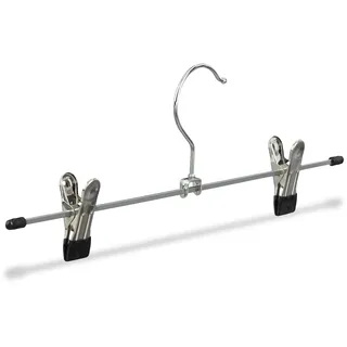 Relaxdays Hosenbügel Metall, 20er Set Rockbügel, Klemmbügel verstellbar, Kleiderbügel, HBT 9x35,5x2,5 cm, silber/schwarz