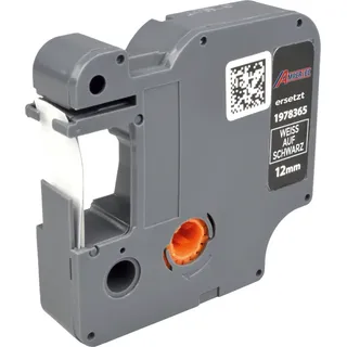 Ampertec Label Band kompatibel zu Dymo D1 1978365 weiß auf schwarz 12mm x 3m
